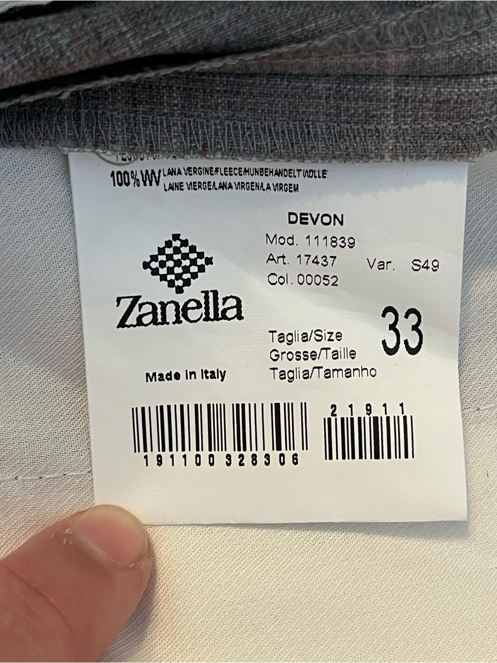 Zanella Devon Grey Plaid Dress Pants Mens 33x30 - Picture 3 of 9